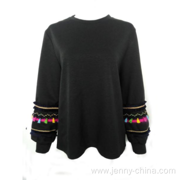 Ethnic design black ladies sweatshirt hot sale